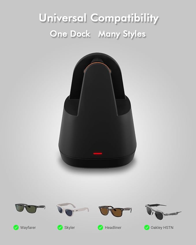 Doohoeek Charging Dock for Meta Ray-Ban AI Glasses, Scratch-Proof & Weighted Base Charging Station for Oakley Meta Glasses, AI Glasses Charger for Wayfarer, Skyler, Headliner & HSTN