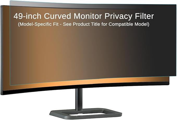 2‑Way Privacy Filter – Accessory Only – to fit the Dell U4919DW 49‑inch Curved Monitor, Reversible Anti-Glare or Glossy, Enhanced Side-View Blocking, Blue Light Reduction | Includes Installation Kit