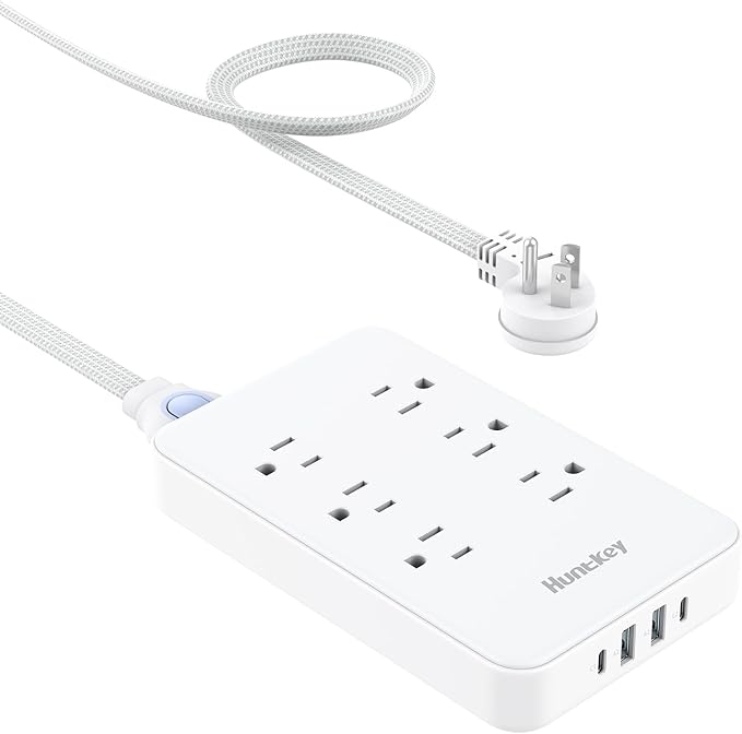 Innovative Power Strip, Cord Removable Design (10FT), Huntkey 6 Outlets Surge Protector with 4 USB Ports (2 USB-C, 2 USB-A), ETL Listed