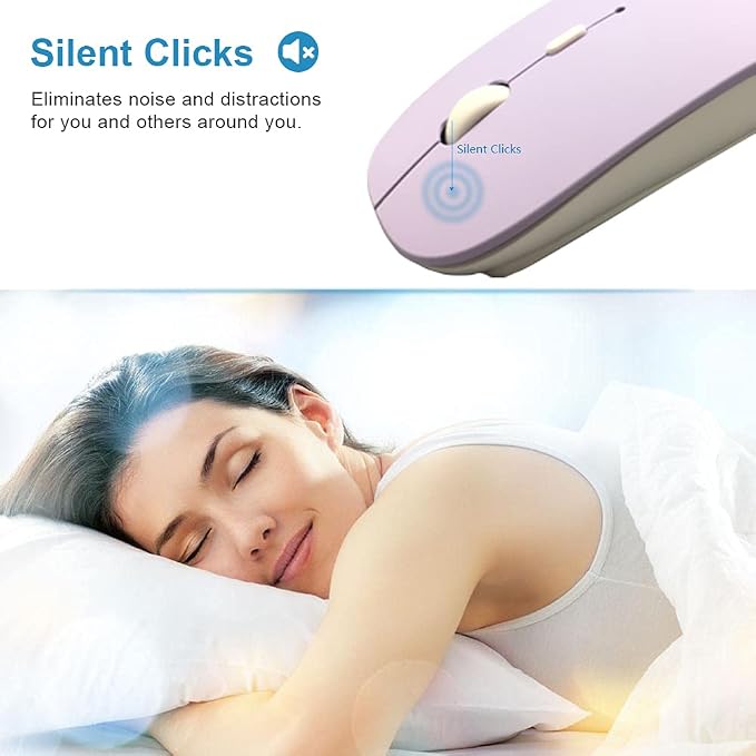 SUNGI Bluetooth Mouse,Rechargeable Wireless Mice for MacBook Pro/MacBook Air,Bluetooth Wireless Mouse for Laptop/PC/Mac/iPad pro/Computer,Purple