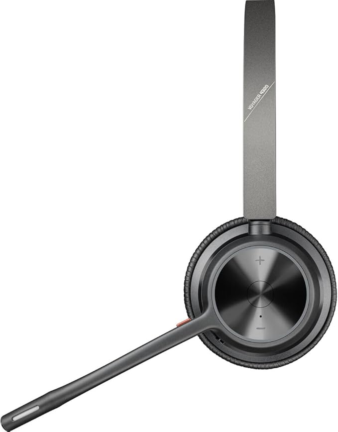 Poly - Voyager 4320 UC Wireless Headset (Plantronics) - Headphones with Boom Mic - Connect to PC/Mac via USB-C Bluetooth Adapter, Cell Phone via Bluetooth - Works with Teams, Zoom & More,Black