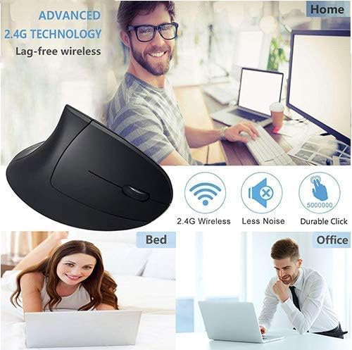 Wireless Ergonomic Mouse, Jelly Comb Rechargeable 2.4G Bluetooth Vertical Mouse Switch to 3 Devices Optical Mice with 6 Buttons 3 Adjustable DPI Levels for Laptop, PC, MacBook, Notebook