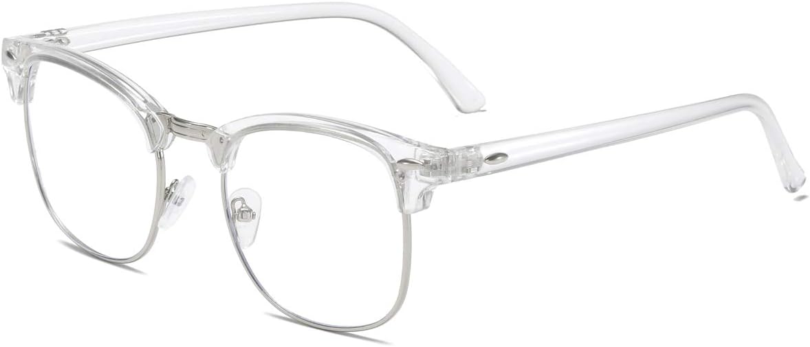 Fashion Vintage Classic Semi-Rimless Half Frame Clear Lens Glasses