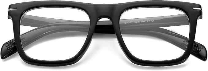 Trendy Square Blue Light Blocking Glasses for Men Women, Fashion Frame Non-prescription Computer Glasses (Black)