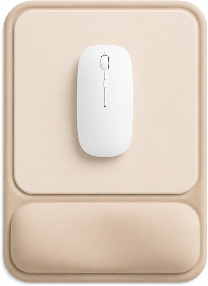 eulps Ergonomic Mouse Pad with Wrist Rest, Gel Mousepad with Soft Wrist Support, Non-Slip PU Base, Smooth Surface Mouse Pad for Wrist Pain Relief, Computer Laptop Office Home & Gaming (Sand Beige)