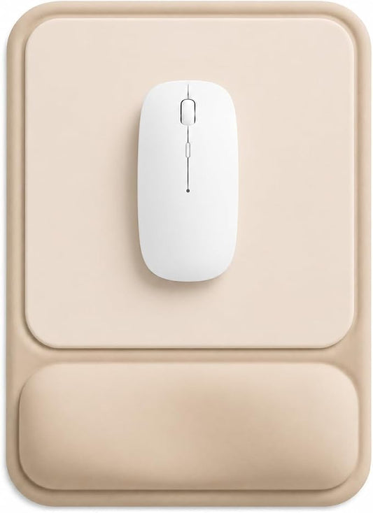 eulps Ergonomic Mouse Pad with Wrist Rest, Gel Mousepad with Soft Wrist Support, Non-Slip PU Base, Smooth Surface Mouse Pad for Wrist Pain Relief, Computer Laptop Office Home & Gaming (Sand Beige)