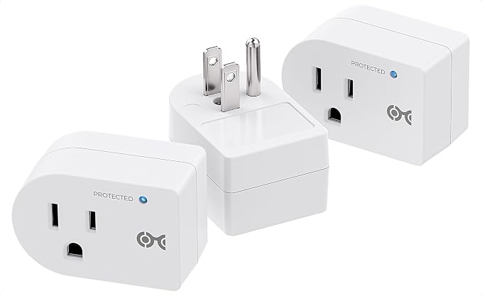 [ETL Listed] Cable Matters 3-Pack Non-Blocking 490 Joules Single Outlet Surge Protector, 15A / 1875W, Wall Surge Protector Outlet, White
