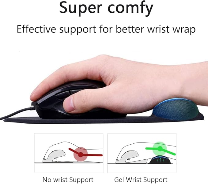 Ergonomic Mouse Pad with Wrist Rest, Gel Wrist Support Mousepad, Pain Relief Laptop Computer Mouse Pad, Non-Slip Mouse Pads for Office & Home (Pink)