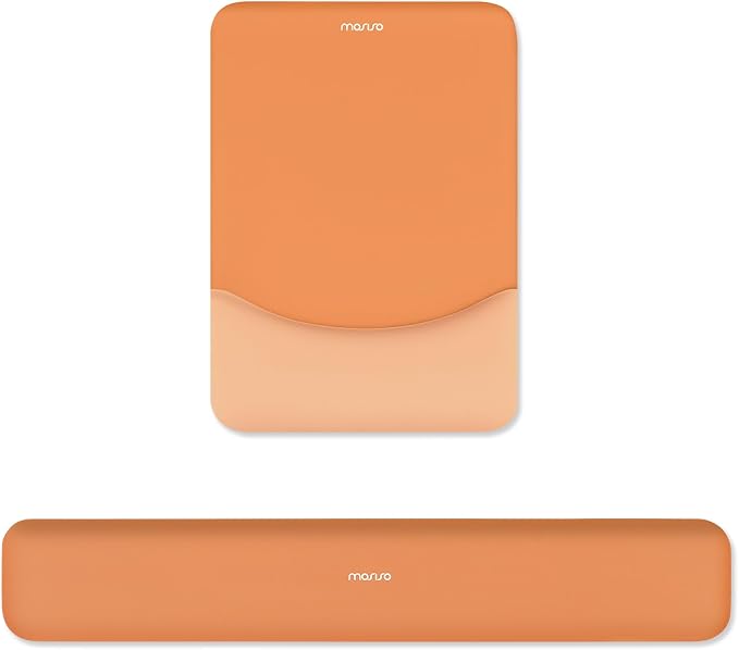 MOSISO Wrist Rest Support for Mouse Pad&Keyboard Set, Rectangular Ergonomic Mousepad Non-Slip Base Home/Office Pain Relief&Easy Typing Pad with Neoprene Cloth&Raised Silicone Lining, Cosmic Orange