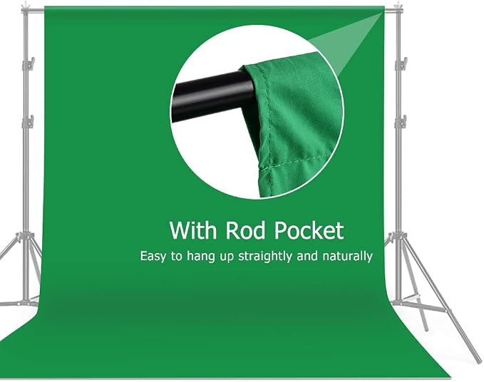 2x3m/6.6x10ft Professional Green Screen Backdrop Studio Photography Background Washable Durable Polyester-Cotton Fabric Seamless One-Piece Design for Product