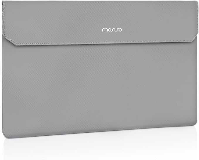 MOSISO Portable Monitor Case Sleeve 16.1 inch, Carrying Case for Most 15.6-16.1 inch Portable Travel Display Monitor Laptop, PU Leather Laptop Display Bag with Front Pocket, Gray