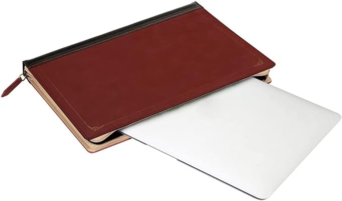 MOSISO Compatible with MacBook Air 13 inch Case A1466 A1369 Older Version 2010-2017 Release, PU Leather Laptop Sleeve Vintage Retro Zippered Portfolio Protective Case Cover, Wine Red