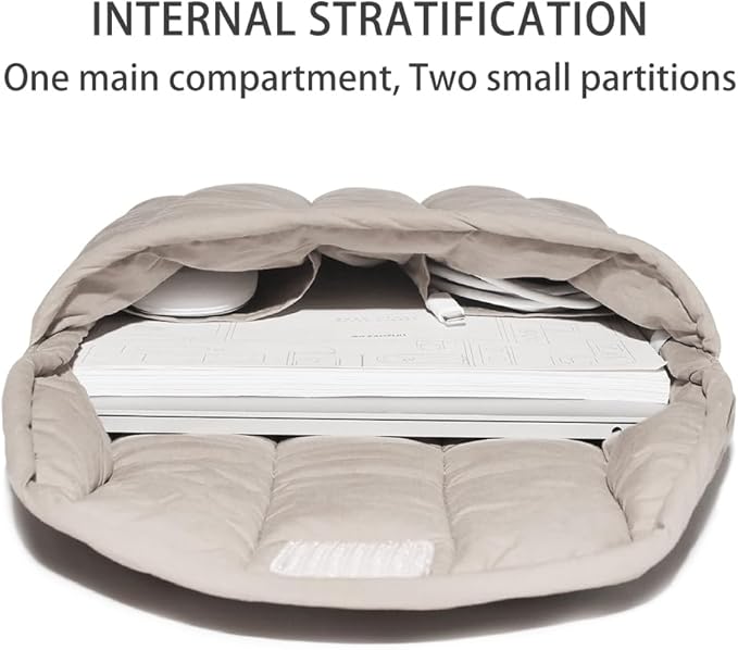 Puffy Laptop Sleeve 13-14 Inch Grey, Protective Carrying Case for Men and Women, Cute Case Bag Compatible with 13 and 14 Inch Laptops, for MacBook Air M2, Asus/Dell Xps in Cover