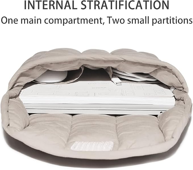 Puffy Laptop Sleeve 15-16 Inch Grey, Protective Carrying Case for Men and Women, Cute Case Bag Compatible with 15 Inch and 16 Inch Laptops, for MacBook Air M2 M1, Asus/Dell Xps/Lenovo in Cover