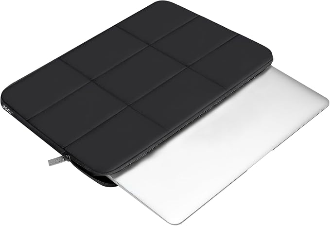 MOSISO Laptop Case 13.3 inch, 13-13.3 inch Puffy Laptop Sleeve Compatible with MacBook Air 13 13.6/Pro 13/Pro 14, HP Dell ASUS Lenovo, Rectangle Quilted Puffer Computer Bag for Women, Black