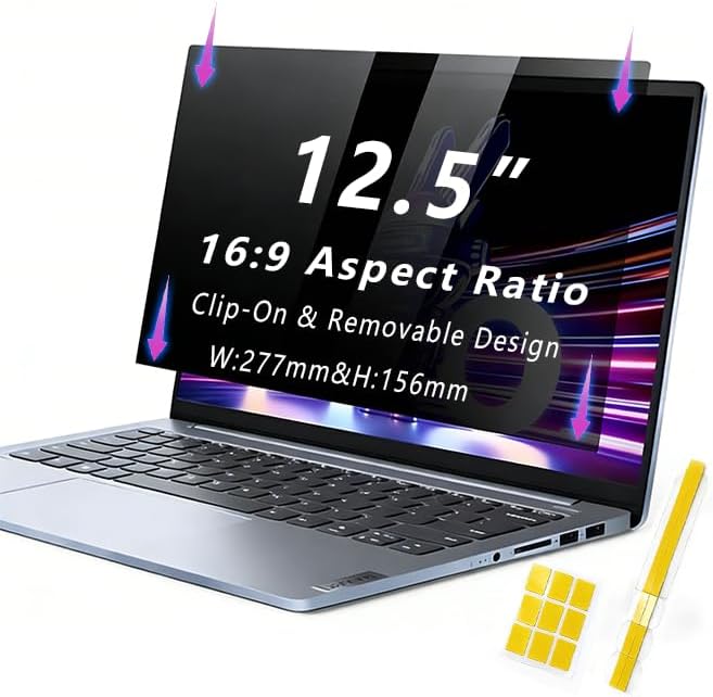 Laptop Privacy Screen 12.5 Inch 16:9 , Anti-Spy Privacy Filter with Anti-Glare Blue Light Protection, Removable Computer Monitor Shield for HP Lenovo Dell Acer Asus ThinkPad Envy XPS (12.5" (16:9, 10.9×6.1 in))