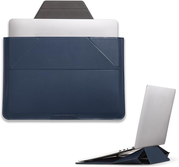 MOFT Laptop Carry Sleeve, 2-in-1 Laptop Bag & Stand for 13" MacBook Air/Pro, MacBook Neo & Dell/HP/Lenovo, Stylish Slim Computer Sleeve Bag with Expandable Storage for Computer Accessories, Deep Blue