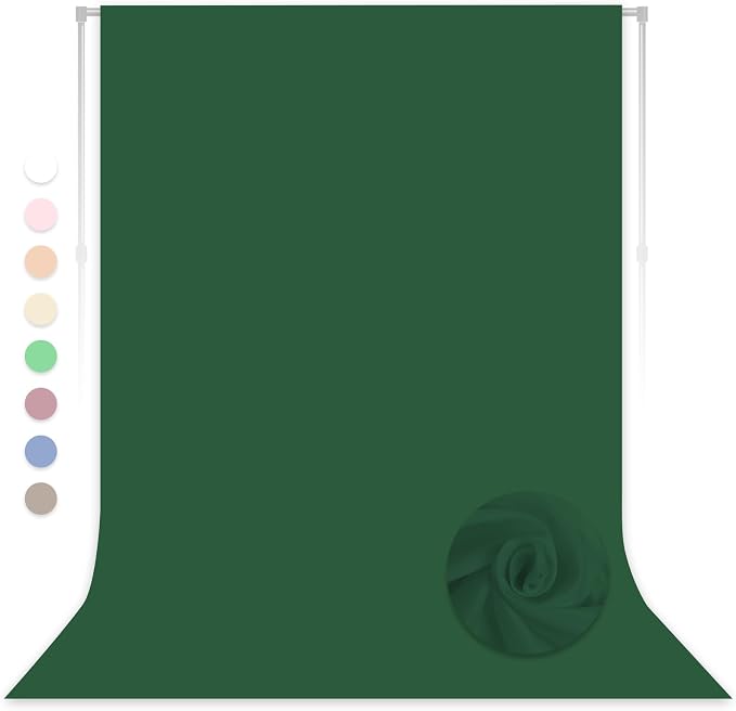 Dark Green Backdrop for Photoshoot, Professional Photo Backdrop Background Curtain for Product Photography, Portraits, Wedding, Party, Live Streaming Video Recording 5X7 FT (Background Only)