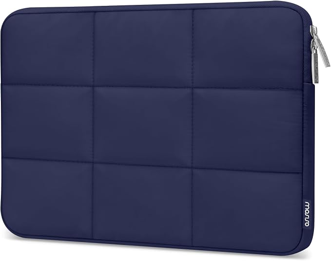 MOSISO Laptop Case 13.3 inch, 13-13.3 inch Puffy Laptop Sleeve Compatible with MacBook Air 13 13.6/Pro 13/Pro 14, HP Dell ASUS Lenovo, Rectangle Quilted Puffer Computer Bag for Women, Navy Blue