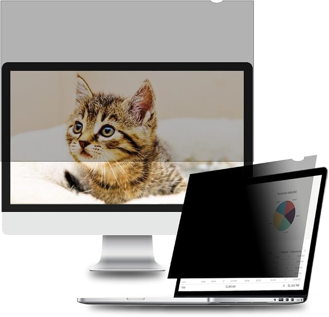 24 Inch - 16:10 Aspect Ratio - Computer Privacy Screen Filter for Widescreen Monitor - Anti-Glare - Anti-Scratch Protector Film - Protects Your Eyes from Harmful Glare and Blue Light