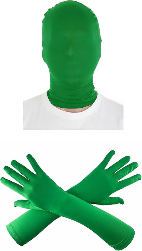 Chendvol Green Chromakey Mask Hood with Screen Gloves Invisible Effects Background for Green Screen Photography Photo Video