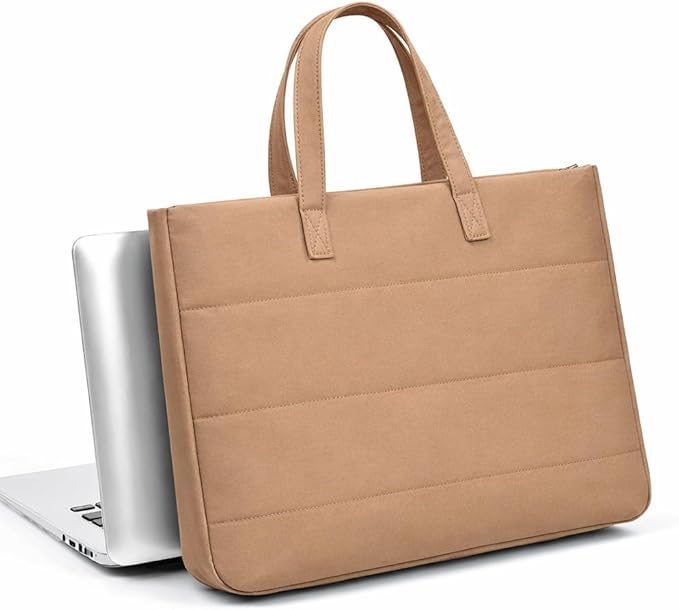 15.6 Inch Laptop Bag, Water-Repellent Fabric, Compatible MacBook Pro 16 Inch, 15.6 Inch HP, Dell, Acer Aspire, Asus Notebook, Lightweight Laptop Case for Work, Travel, Study, Light Beige