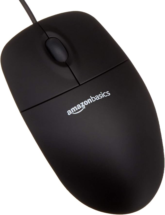 Amazon Basics Wired USB Keyboard and Mouse Combo, Full-Sized Keyboard with QWERTY Layout, Optical Tracking Mouse, Black