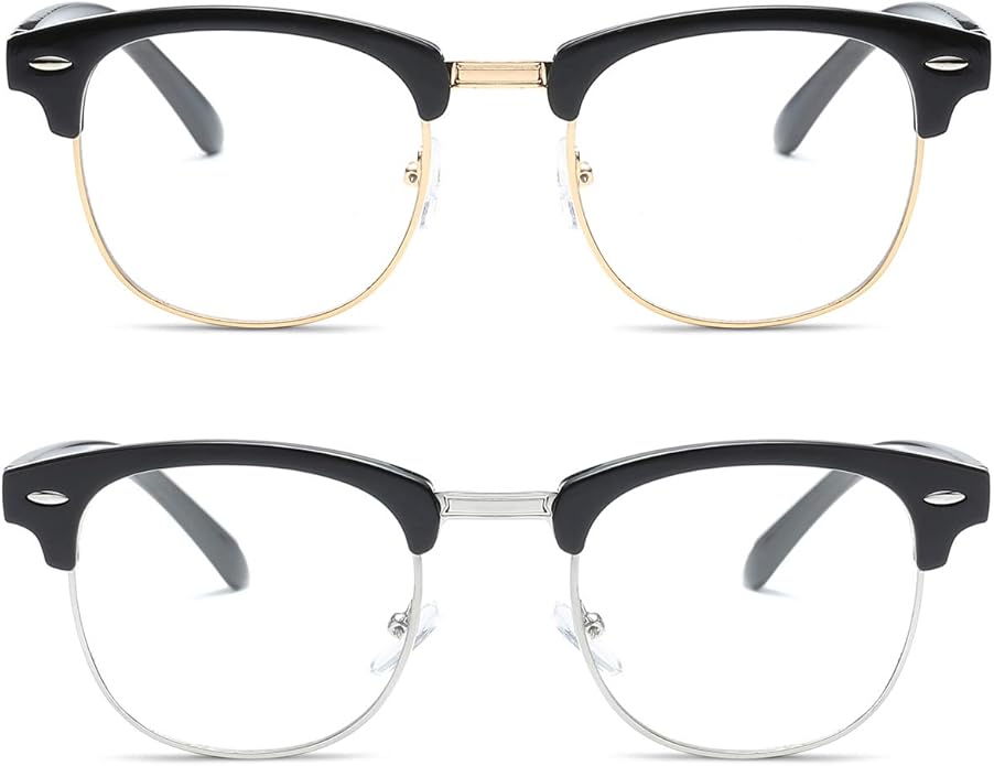 Fashion Vintage Classic Semi-Rimless Half Frame Clear Lens Glasses