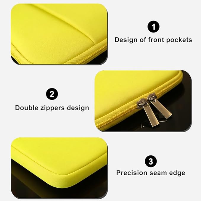 Laptop Sleeve for MacBook Neo/Air/Pro 13 inches A18/M5/M4/M3/M2/M1 Chip 2026-2020 A3404 A3449 A3240 A3113 A2681 A2337 A2338 with 2 Pockets Tablet Bag Case Accessories (Yellow)