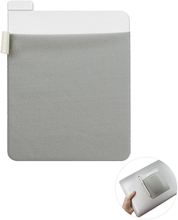 RIVEENY Pocket Pouch for Laptop with Reusable Adhesive,Pouch Holder for Computer Accessories,Self-Adhesive Mouse Headset Storage Bag for Portable External USB Cable,Apple Magic Mouse