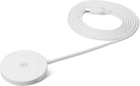 Amazon Basics 25W Qi2.2 Certified Wireless Charging Pad, MagSafe Compatible for iPhone 17/16/15/14/13/12, Magnetic Compatible for Android, Google Smartphones, White (Adapter Not Included)