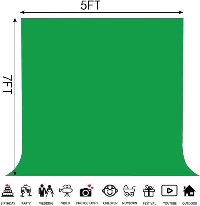 Green Backdrop Background Fabric Backdrop for Shoot Portraits Party Video Studio 5X7ft