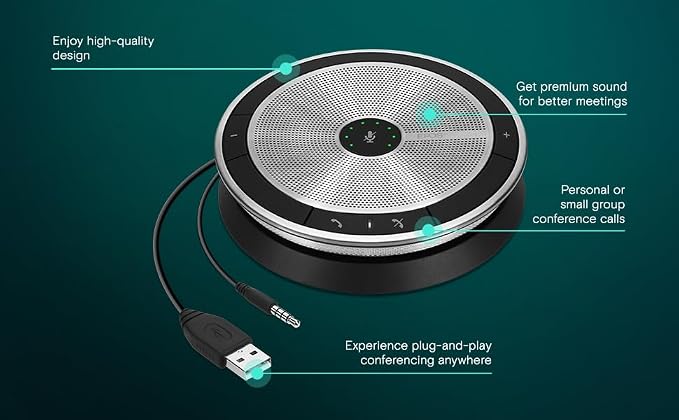 Sennheiser Enterprise Solution SP 20 ML 506050 Sound-Enhanced, User Friendly Mobile Speaker Phone For Desk Mobile Phone Softphone PC Connection Skype for Business Certified, Silver, EXPAND SP 20