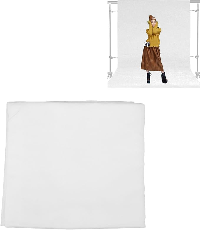 GLOGLOW Props Polyester Opaque Collapsible Backdrop for Video Streaming and Portrait Photography, 9.8 X 6.6ft Virtual Background Screen, Nan (White)