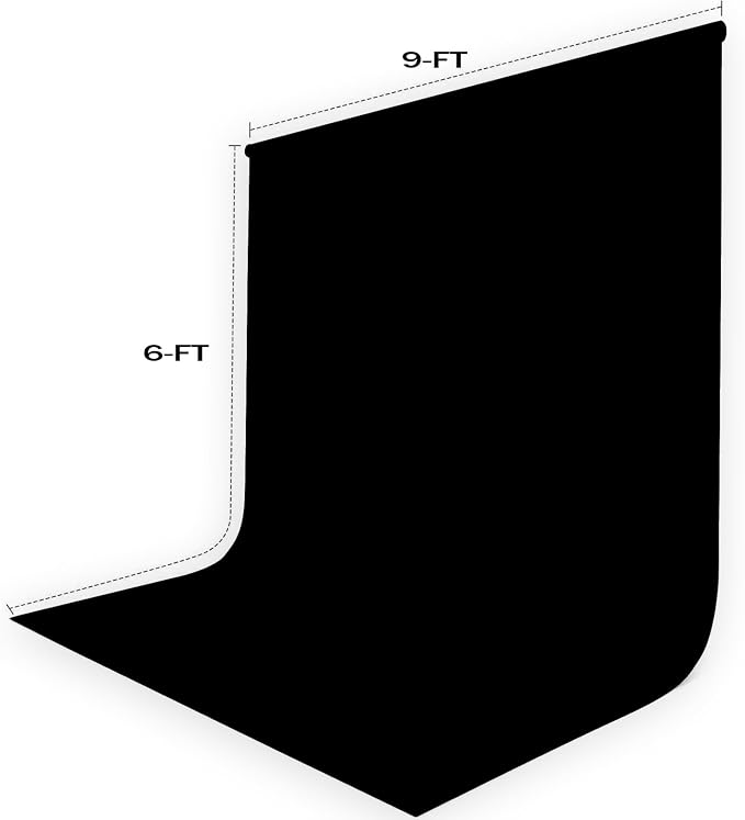 6x9ft Black Photography Backdrop, High Density Polyester Fiber Photo Background Cloth is Foldable and Machine Washable, Suitable for Photo Background Video Photography Studios