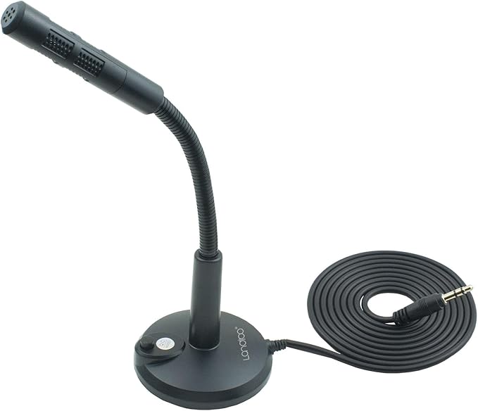 LANDIBO 3.5mm Male Microphone, Plug and Play Desktop Laptop gooseneck Microphone, Suitable for Games, Meetings, Recording, podcasts, Games, and Online Chat