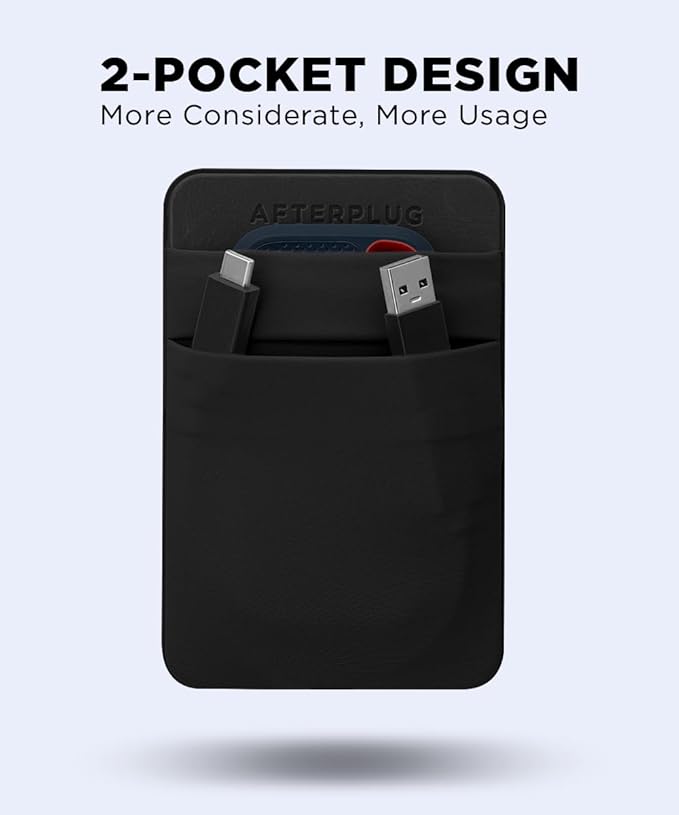 2-Pocket Adhesive Hard Drive Holder for Laptop, Stick-On Pocket Pouch for External Portable SSD, HDD, Slim Mouse and Cables (Small - Fits SSD)