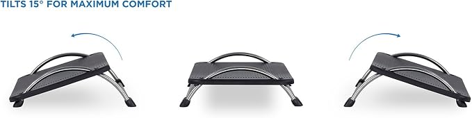 Mount-It! Under Desk Footrest Adjustable Tilt Foot Rest Under Desk (Up to 15°) with Chrome Legs, Ergonomic Office Foot Stool Under Desk with Non Slip Platform for Home Office & Workstation(Pack of 2)