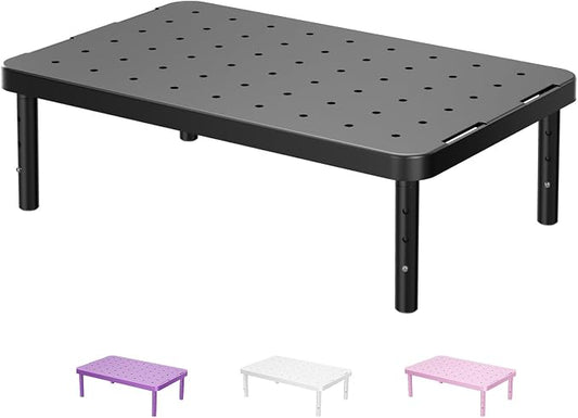 WALI Computer Monitor Stand for Desk, Adjustable Laptop Riser, Desk Monitor Stand Underneath Storage for Office, School Supplies (PTT001-B), 1 Pack, Black