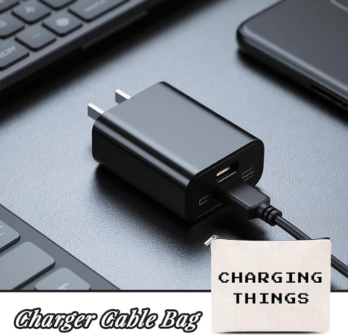 Charger Cable Organizer Bag Case Pouch Small Airplane Travel Essentials Plugs Chargers Cord Electronics Case Storage Tech Bags Christmas Gifts for Traveller Gamer Business Vacation Travel Gadgets