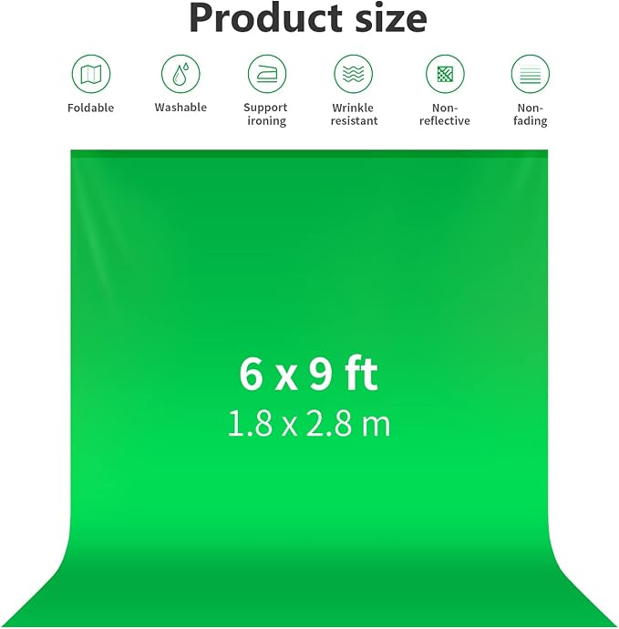 NEEWER 6x9 feet/1.8x2.8m Photo Studio 100% Pure Polyester Collapsible Backdrop Background for Photography, Video and Television (Backdrop Only) - Green