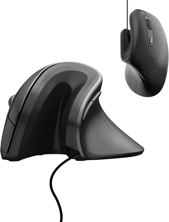 Super Space Vertical Mouse,Ergonomic Wired Computer Mouse with 6 Buttons,800/1200/2400/3200 DPI Wired Gaming Mouse for Laptop, Desktop, PC, MacBook - Black, Gift for Men Women