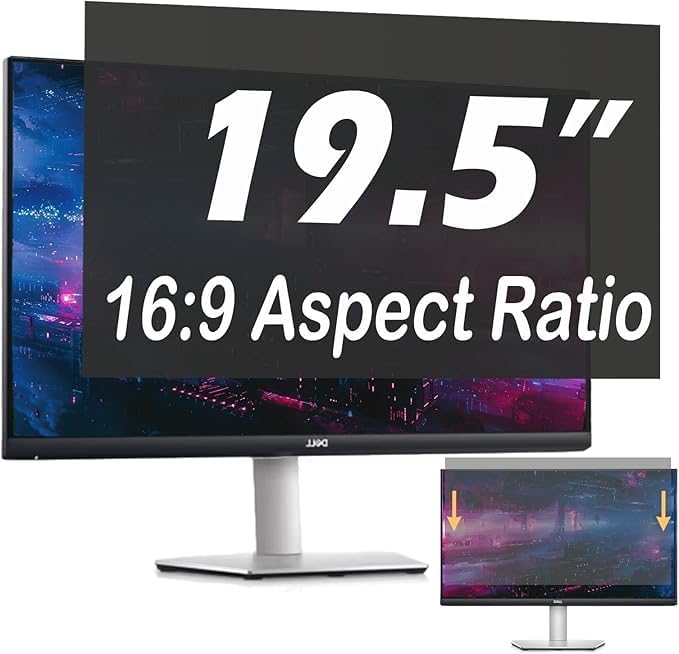 19.5 Inch Anti-Spy Privacy Screen Filter for Laptop and PC Monitor 16:10, Blue Light Blocking Anti-Glare Protector Film, Reversible Easy Install Slide-Mount Design (19.5 Inch 16:10 (16.46× 10.31 in))