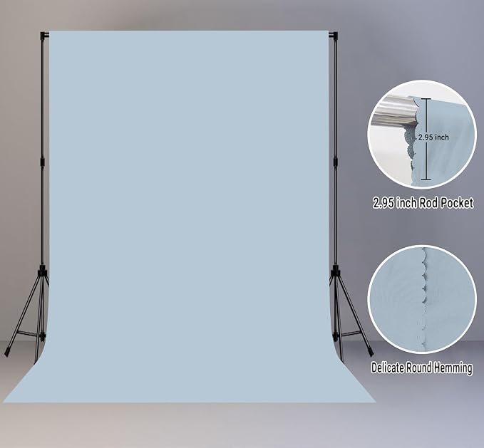 Dusty Blue Photo Backdrop for Photoshoot 8x10ft, Zoom Meeting Photography Backdrop Studio Shooting Props