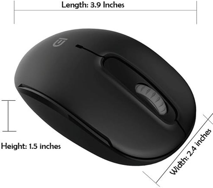 MiraCase Comfortable 2.4 GHz Long Range Silent Wireless Mouse | 1600 DPI | 30ft Working Distance | Battery Included | Black