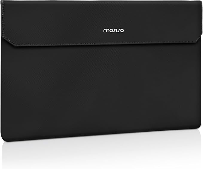 MOSISO Portable Monitor Case Sleeve 16.1 inch, Carrying Case for Most 15.6-16.1 inch Portable Travel Display Monitor Laptop, PU Leather Laptop Display Bag with Front Pocket, Black