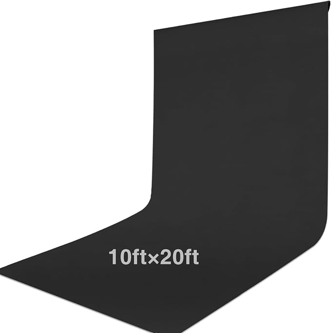 Black Backdrop Curtain 10x20ft (WxH), Black Photo Backdrop for Photography Polyester Collapsible Background Screen for Portrait, Product Video, Pet, Photoshoot, Birthday, Party