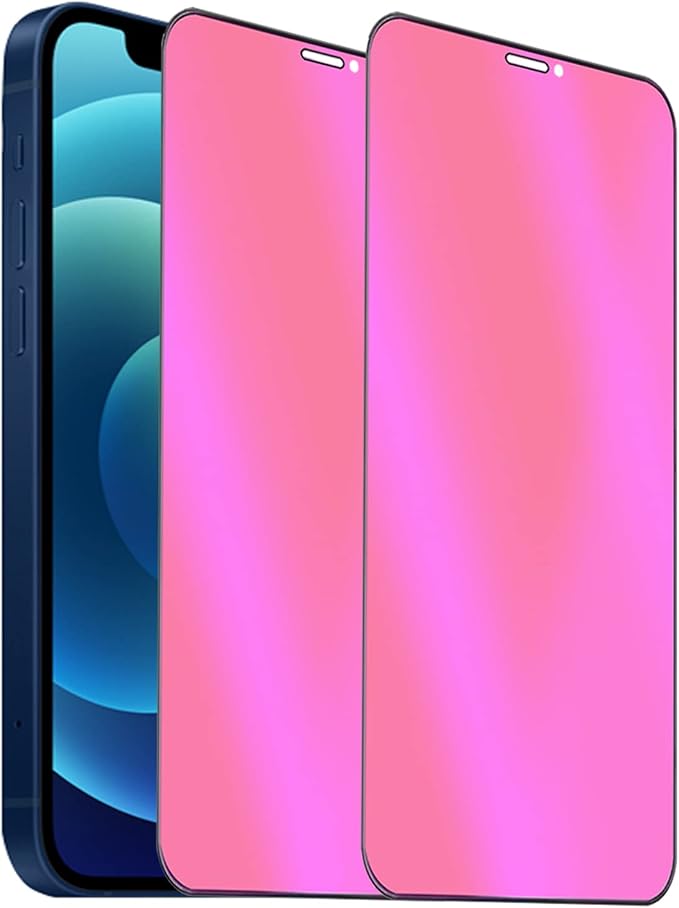 2 Pack Anti-Blue Privacy Tempered Glass Suit for iPhone 12 /iPhone 12 Pro Mirror Anti-Spy Screen Protector Anti-Peeping Film Electroplated Gradient Colorful 9H Hardness Anti-scratch 6.1 inch