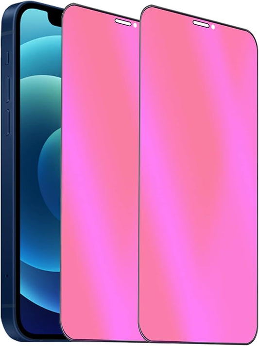 2 Pack Anti-Blue Privacy Tempered Glass Suit for iPhone 12 /iPhone 12 Pro Mirror Anti-Spy Screen Protector Anti-Peeping Film Electroplated Gradient Colorful 9H Hardness Anti-scratch 6.1 inch