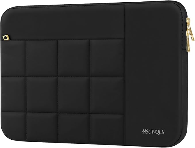 Laptop Case 13.3 inch,13-13.3 inch Puffy Laptop Sleeve Compatible with MacBook Neo/Air 13 13.6/Pro 13/Pro 14,HP Dell ASUS Acer Lenovo,Twelve Square Quilted Computer Bag with 2 Pockets,Black